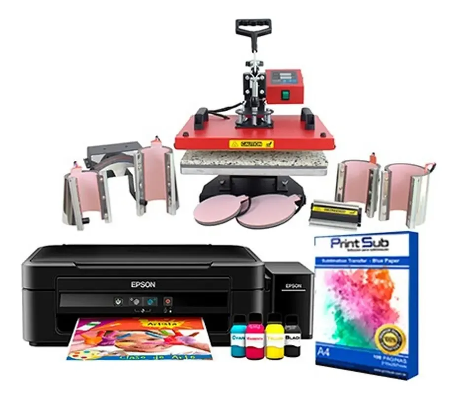 Kit Maquina De Estampar 8x1 Com Impressora