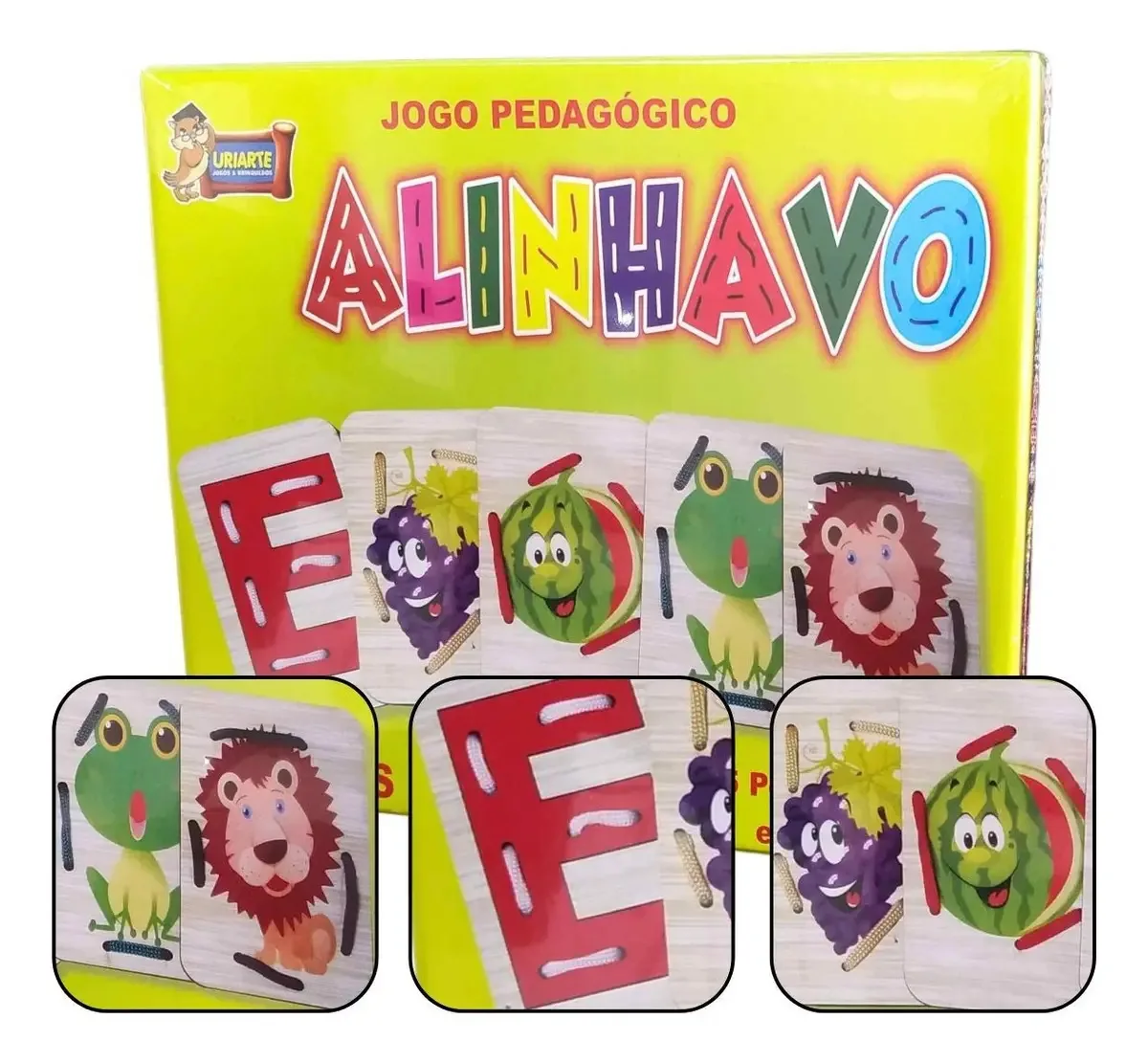 Jogo Pedagógico Alinhavo Uriarte com 5 Peças e Cordões