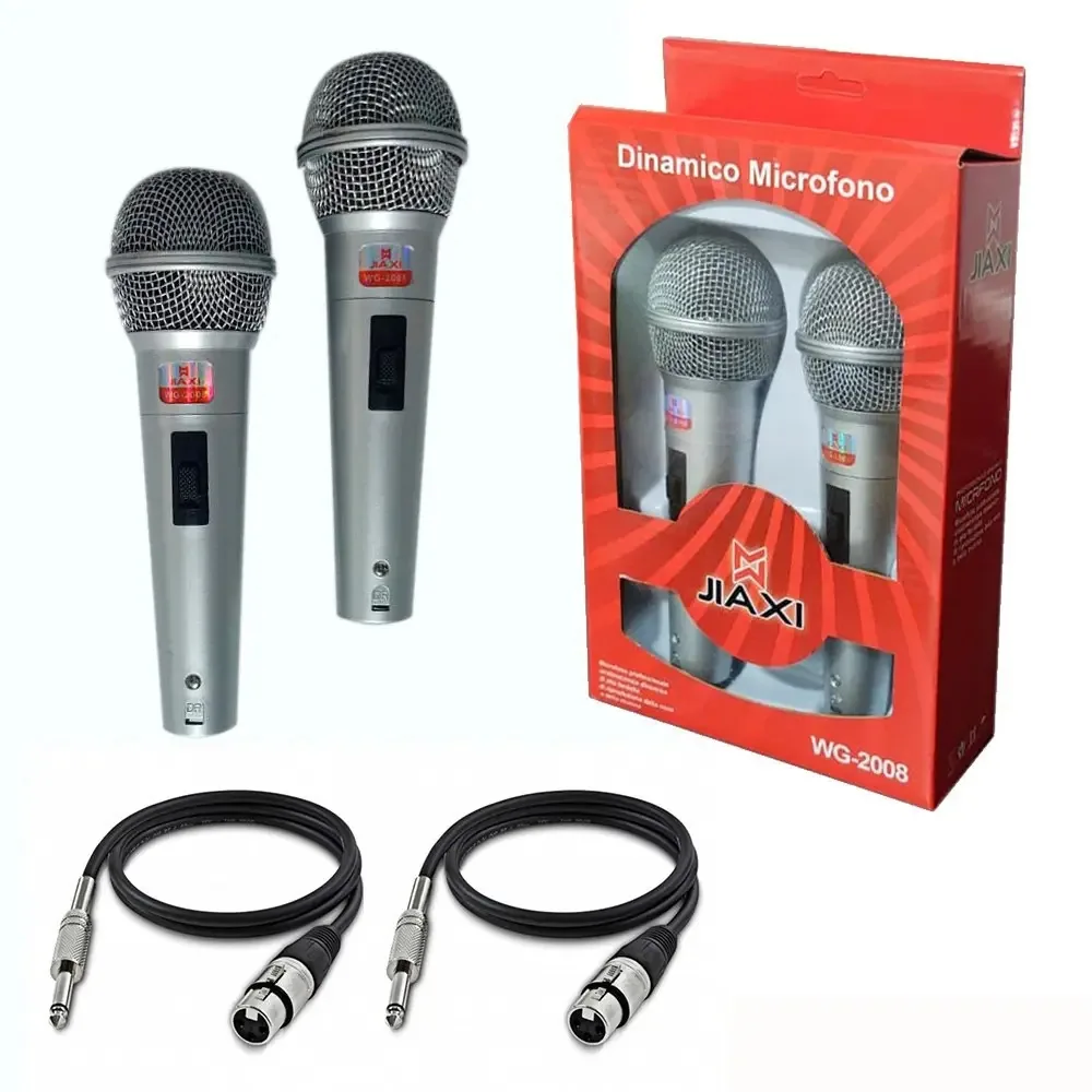 Kit 2 Microfones Dinâmico Profissional C/ Fio