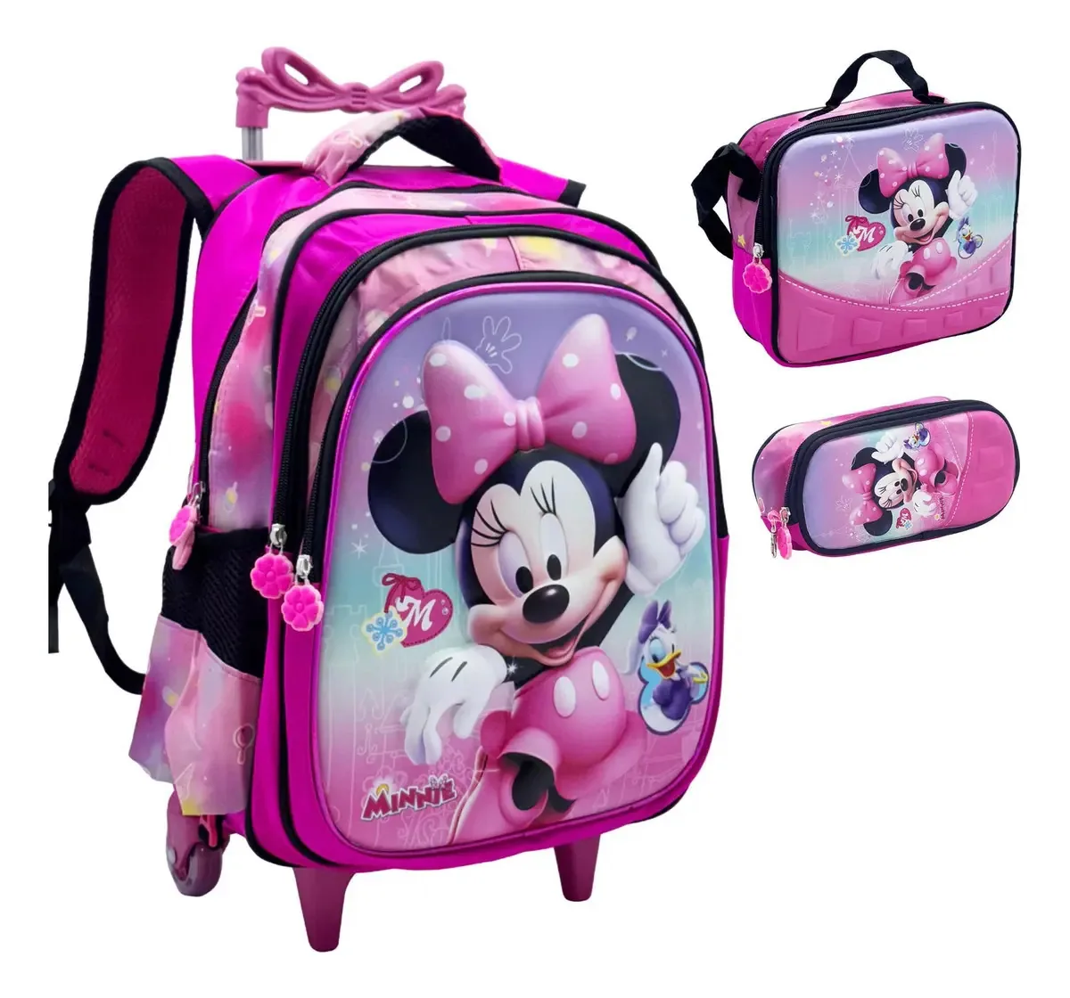 Kit Mochila Infantil Rodinhas Escolar 3d - Minnie