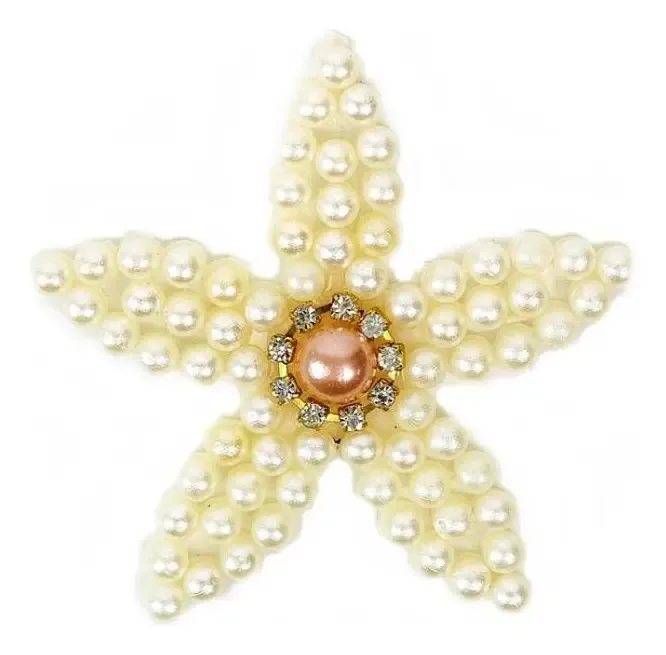 Aplique Flor Com Pérola Strass E Chaton Rose M