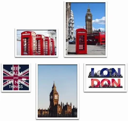 Conjunto Quadros Decorativos 5 Peças London