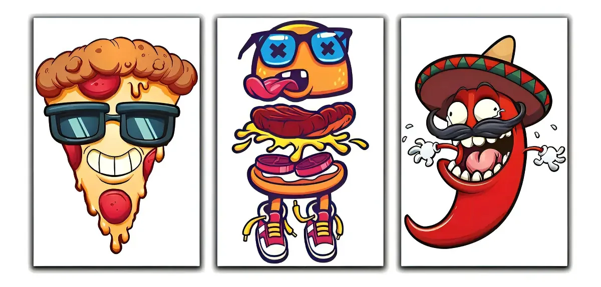 Kit Placas Quadros Decorativos 3 Pçs 20x30 Comida Descolada
