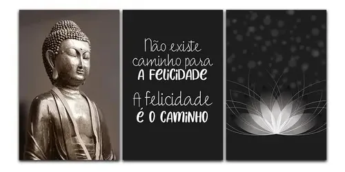 Kit Placas Quadros Decorativos 3 Pçs 20x30 Budismo