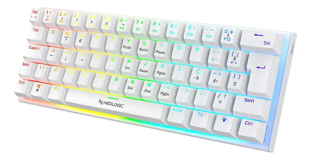 Teclado Mecânico Neologic Precision Polar Rainbow Abnt2