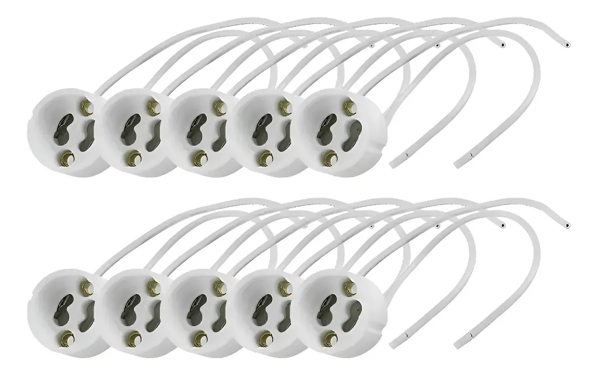 Soquete Lampada Led Porcelana Gu10 - Kit 10 Soquetes Branco