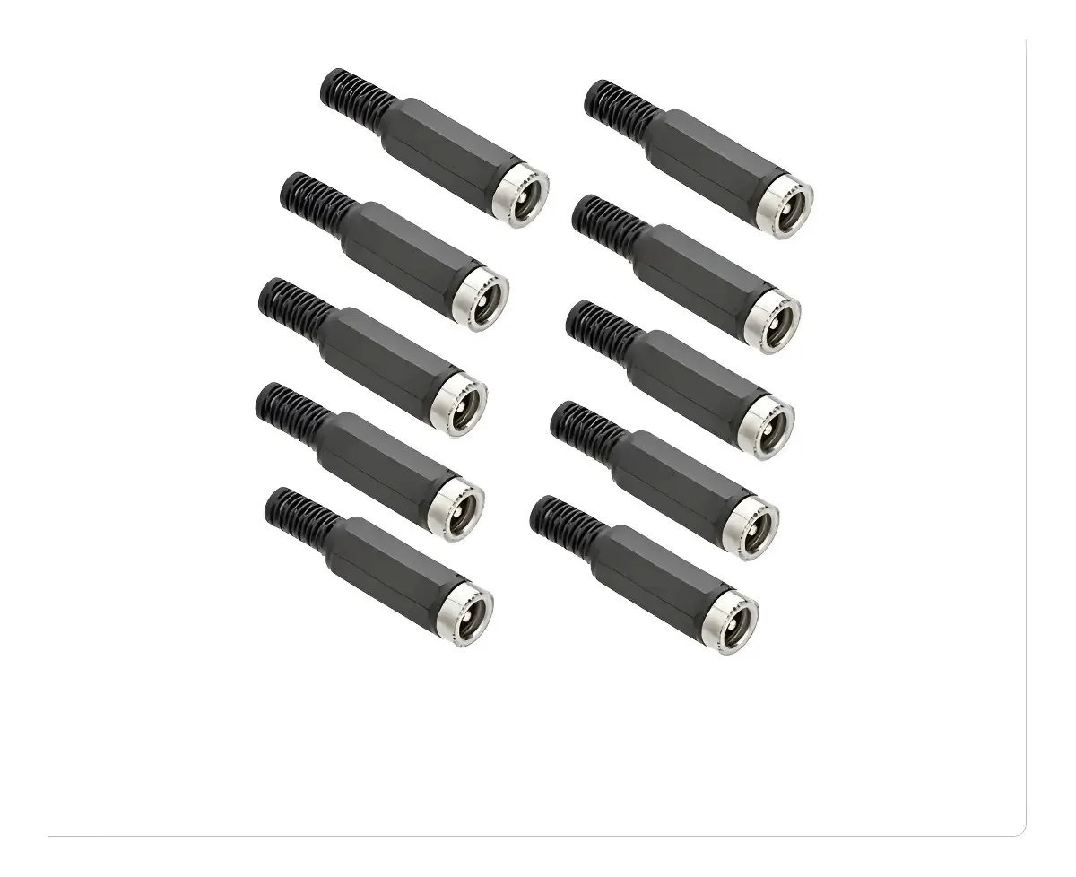 Kit 10 Jack J4 Plástico 2.1mm C/ Rabicho - Conectores