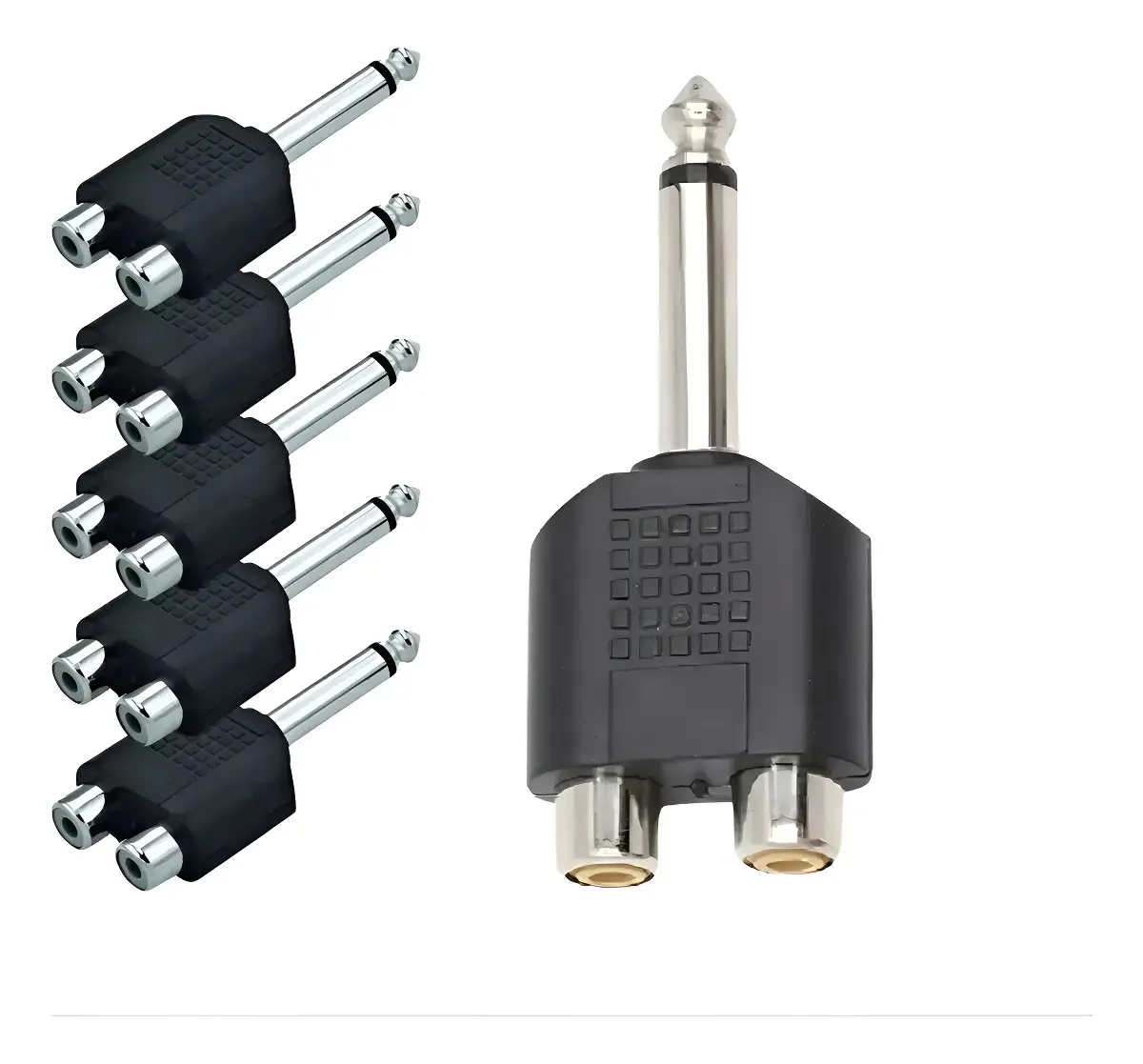 Kit 5 Adaptadores P10 Mono X 2 Jack Rca - Conectores