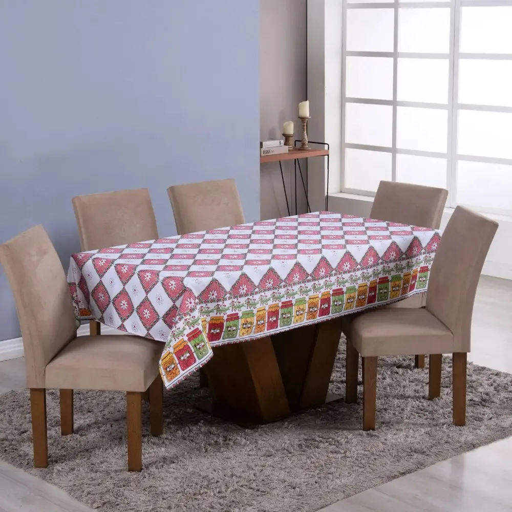 Toalha De Mesa Pratik 8 Lugares Oxford Estampado 1 Peça Cor Vermelho Doces Estampa