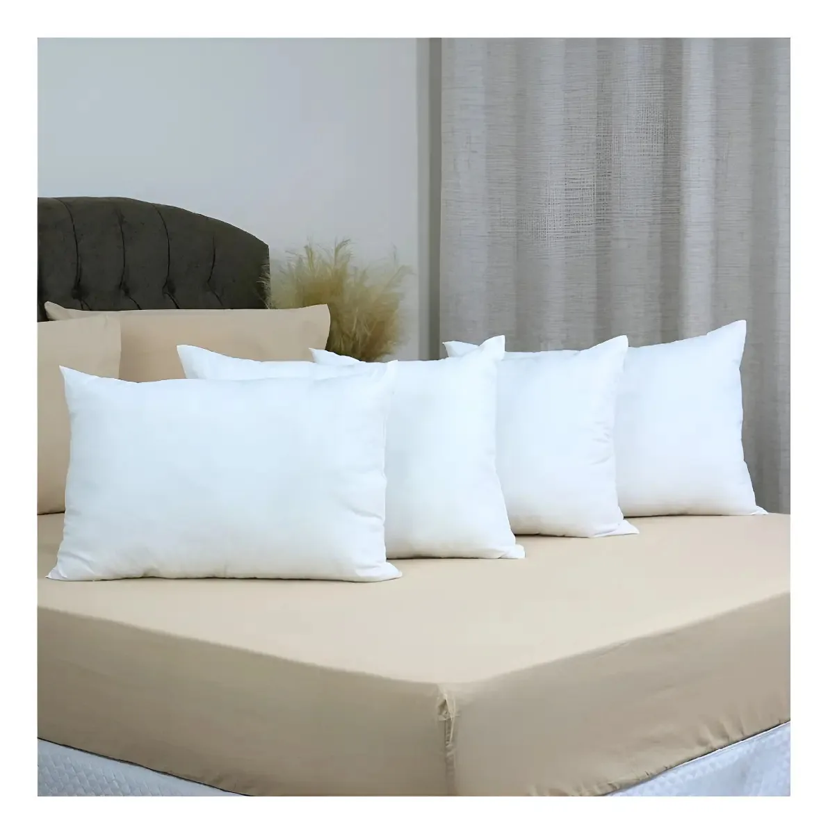 Kit 4 Travesseiros Valle Enxovais Pluma de Ganso Hipoalergênico Branco
