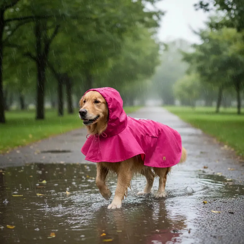 Capa Chuva Pet Cachorro Nylon Emborrachado Gg Regulável Cor Rosa