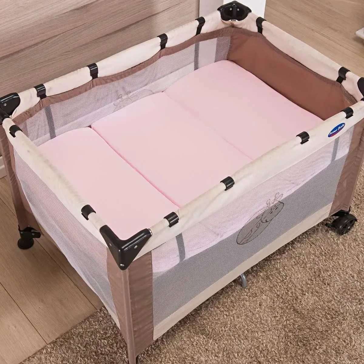 Colchonete Dobrável Para Berço Portátil Rosa