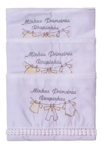 Kit Saquinho Maternidade Baby Joy com Estampa de Folhas Branco