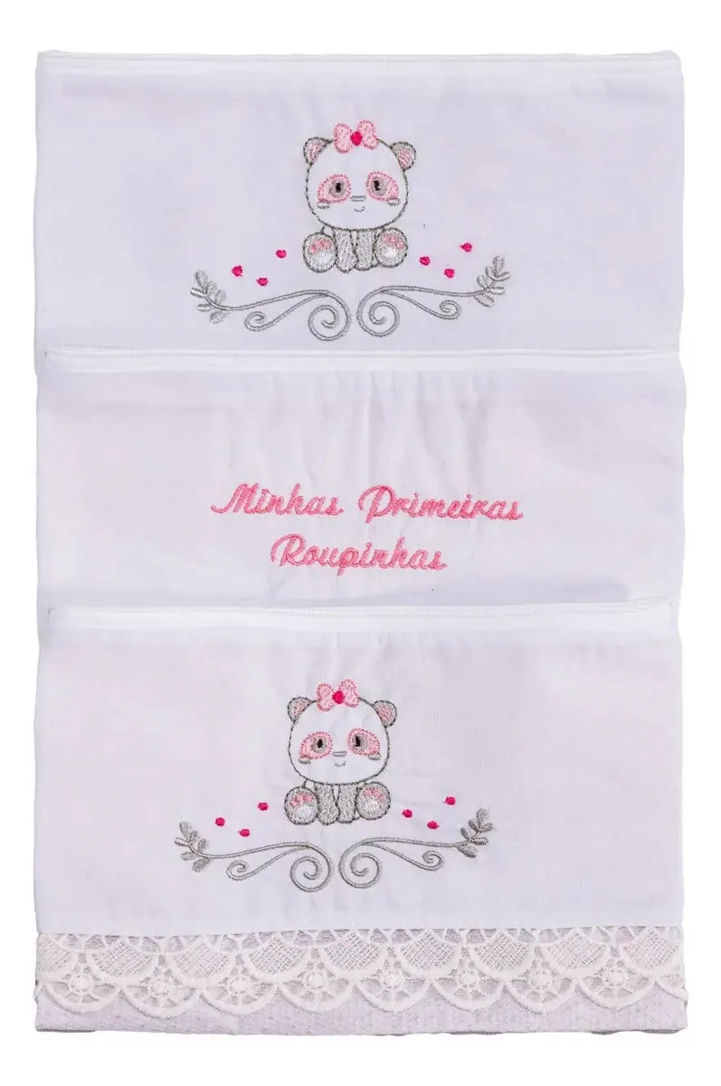 Saquinho Maternidade Roupinhas 03 Unidades Panda Rosa Baby