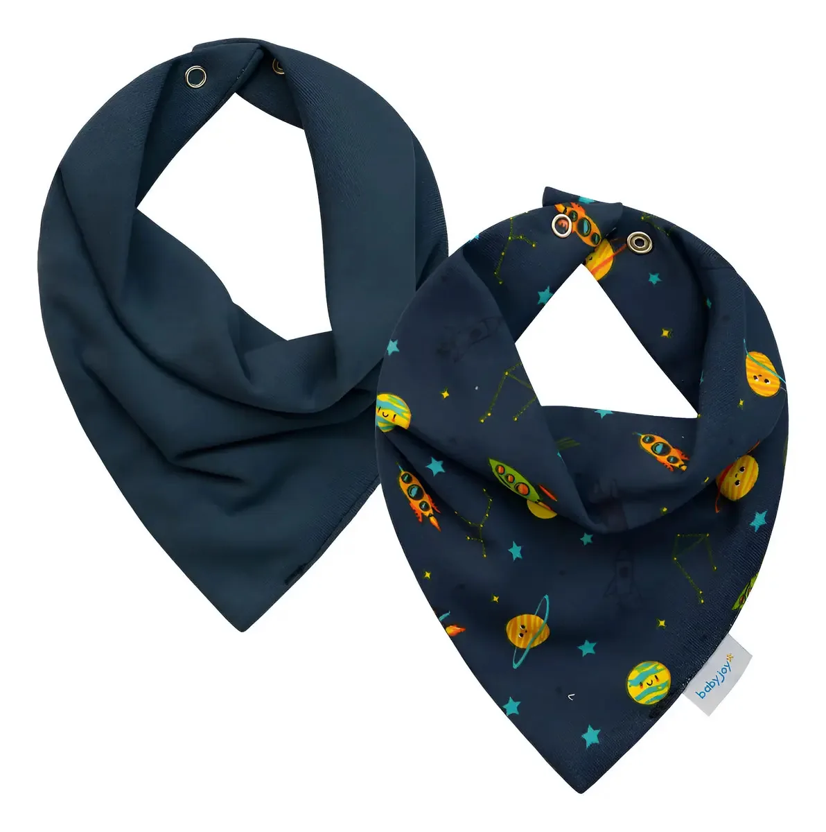 Kit 2 Babadores Bandana Baby Joy Impermeável Algodão Estrelas Foguetes