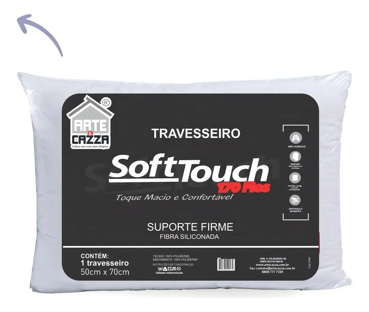 Travesseiros 50x70cm Lavavel 100 % Fibra Siliconada Soft