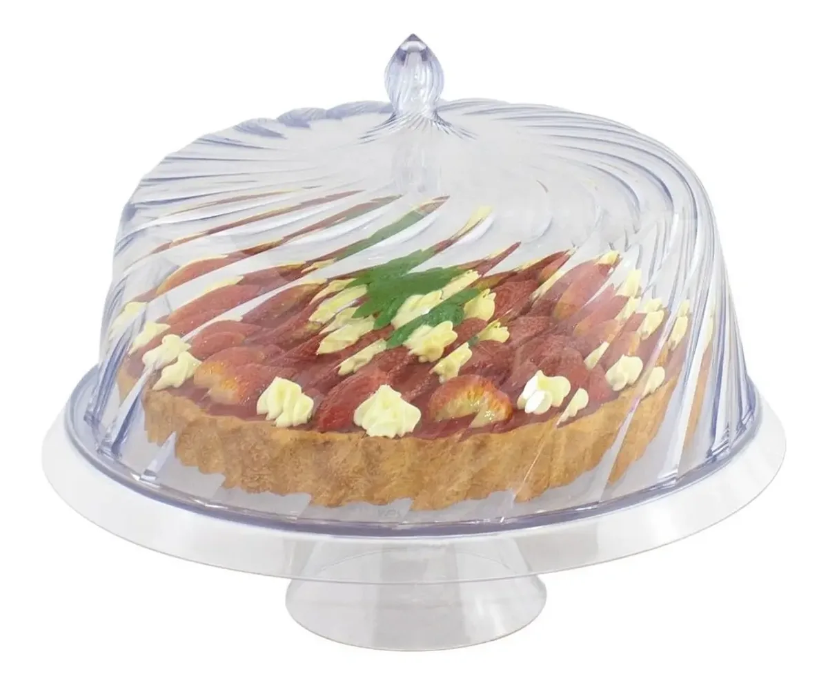 Boleira Porta Bolo Tortas Cúpula Transparente Bandeja
