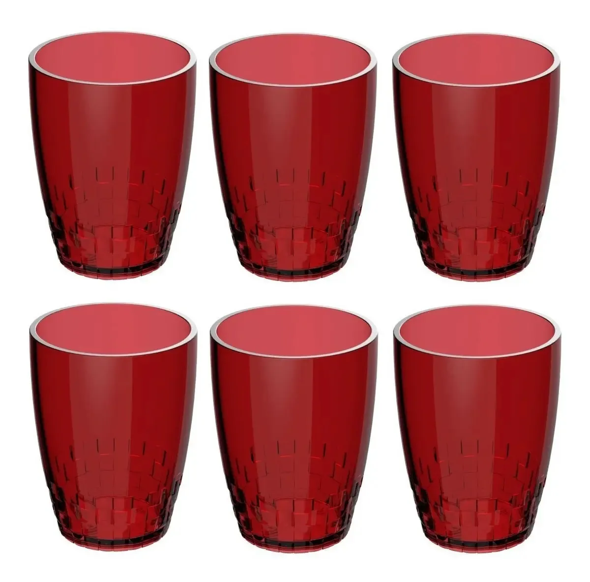 Jogo De Copos Em Plástico Trama 6 Copos Coloridos Cor Vermelho