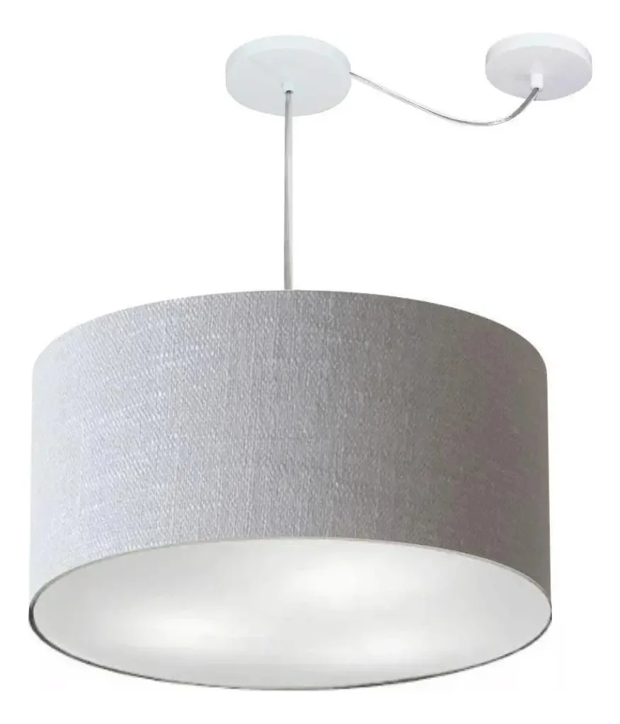 Lustre Pendente Cilíndrico Md-4253 55x30cm Cinza - Bivolt