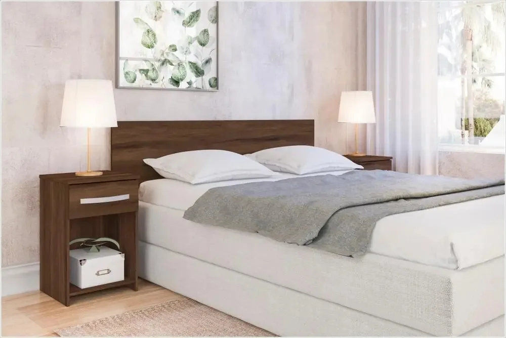 Cabeceira Casal Mdp Bento 1.50 Com 2 Mesas Cabeceira Cedro