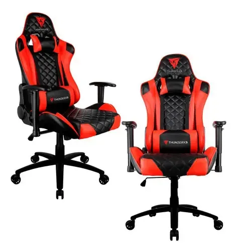 Kit 02 Cadeiras Gamer Gir Elevação Gás Tgc12 Preto Vermelho Cor Preto/vermelho Material Do Estofamento Superfície Em Couro Sintético, Base Em Aço E Rodizios Em Nylon