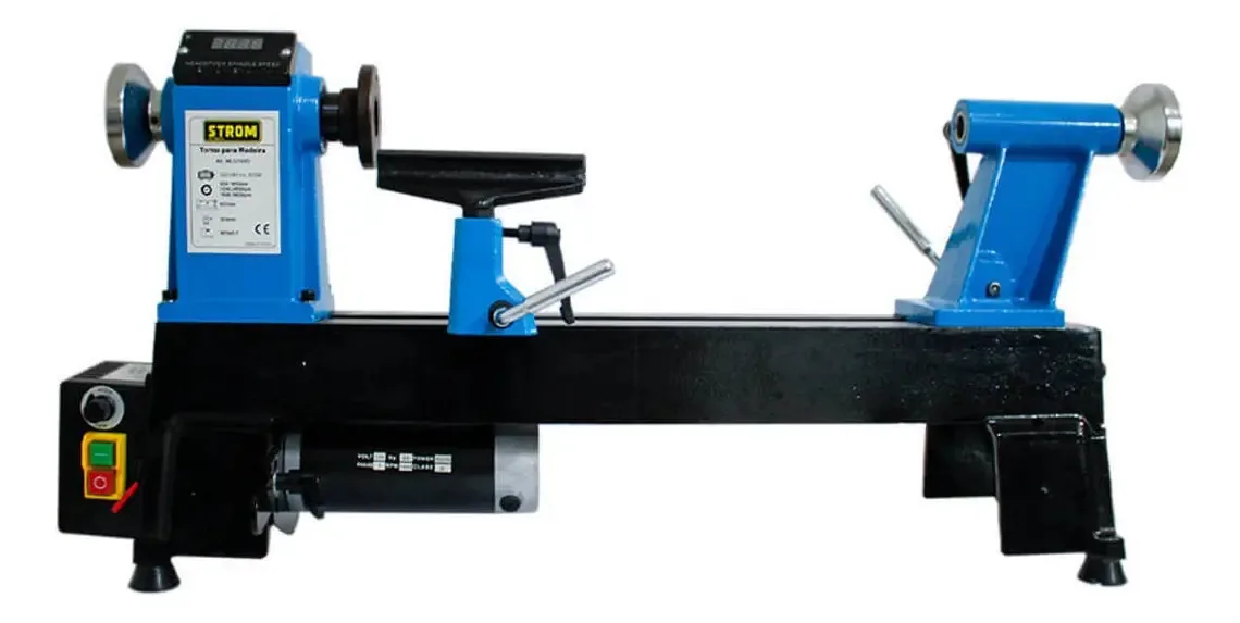 Torno de Bancada Strom WL1218VD 220V 550W Velocidade Digital Madeira