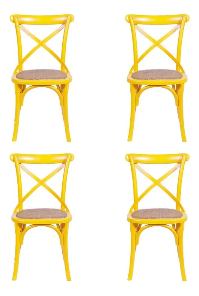 Kit 4 Cadeiras Cross Amarelo - Or Design