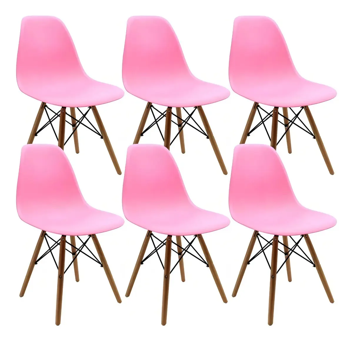 Kit de 6 cadeiras Eames/sala de jantar, restaurante/estrutura de cadeiras rosa