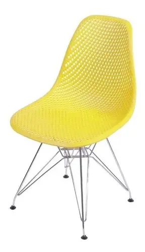 Cadeira Colmeia Base Cromada Jantar Or Design 1119 Cor Da Estrutura Da Cadeira Amarelo