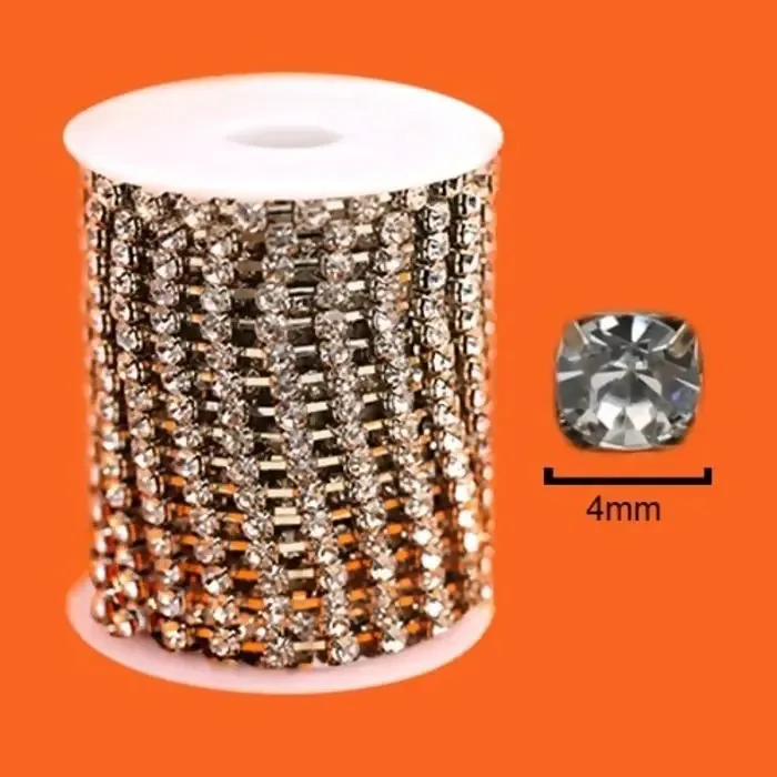 Corrente de Strass Cristal NYBC Prata, Rolo de 10 Metros
