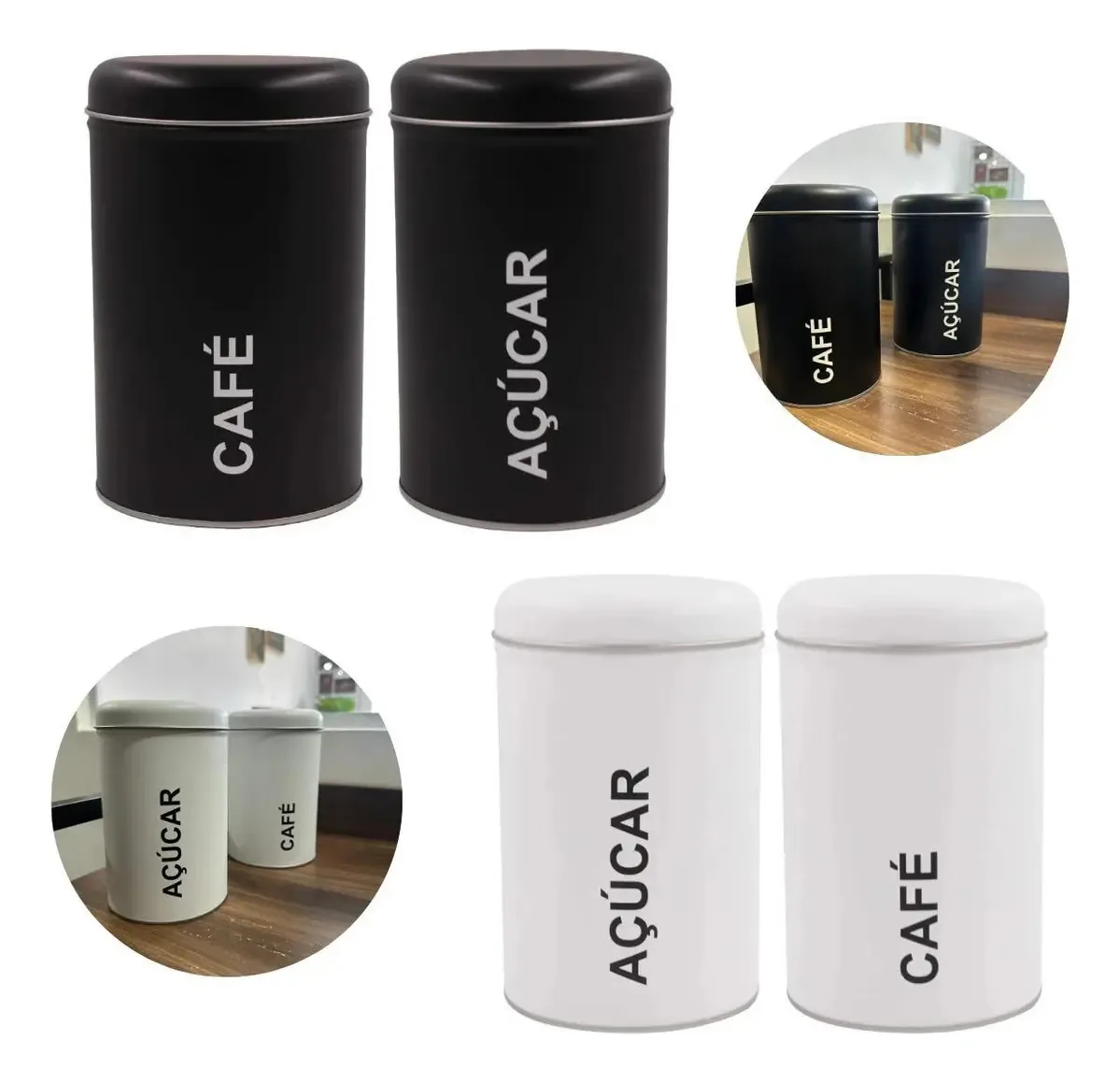 Kit 2 Potes Porta Mantimento Açucar E Cafe Decoraçao Cozinha