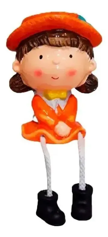 Vaso Decorativo Enfeite Cerâmica Menina 12x10x8cm Laranja
