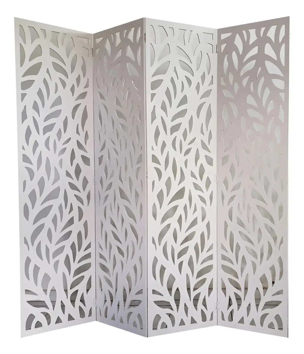 Biombo Branco 4 Folhas MDF 9mm Rosane Artes 172x180cm Mod 27