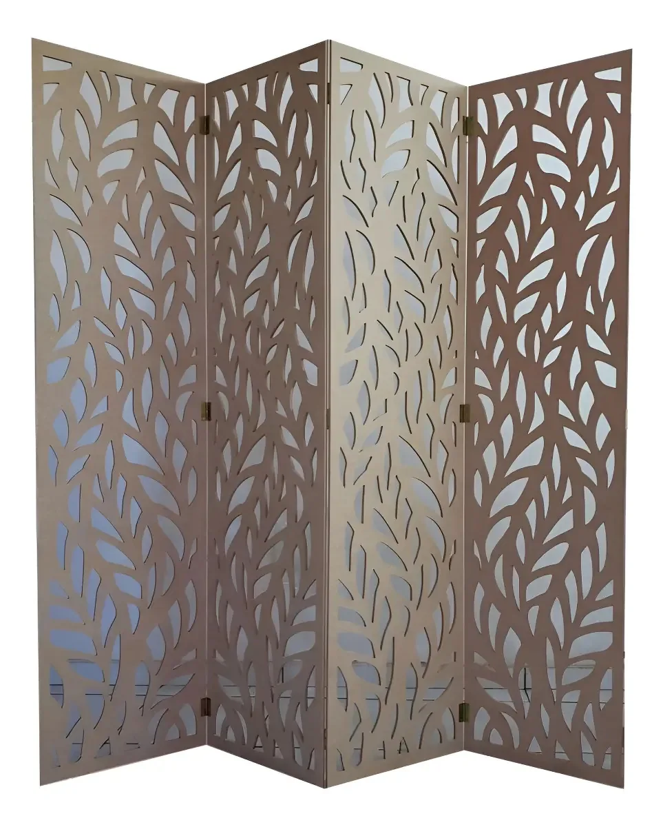 Biombo 4 Folhas Cru Modelo 27 Vazado Mdf 9 Mm Decoração