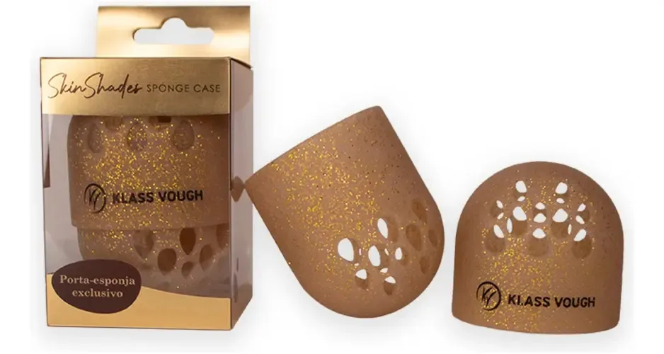 Case Porta Esponja de Maquiagem Silicone Klass Vough Dourado-escuro