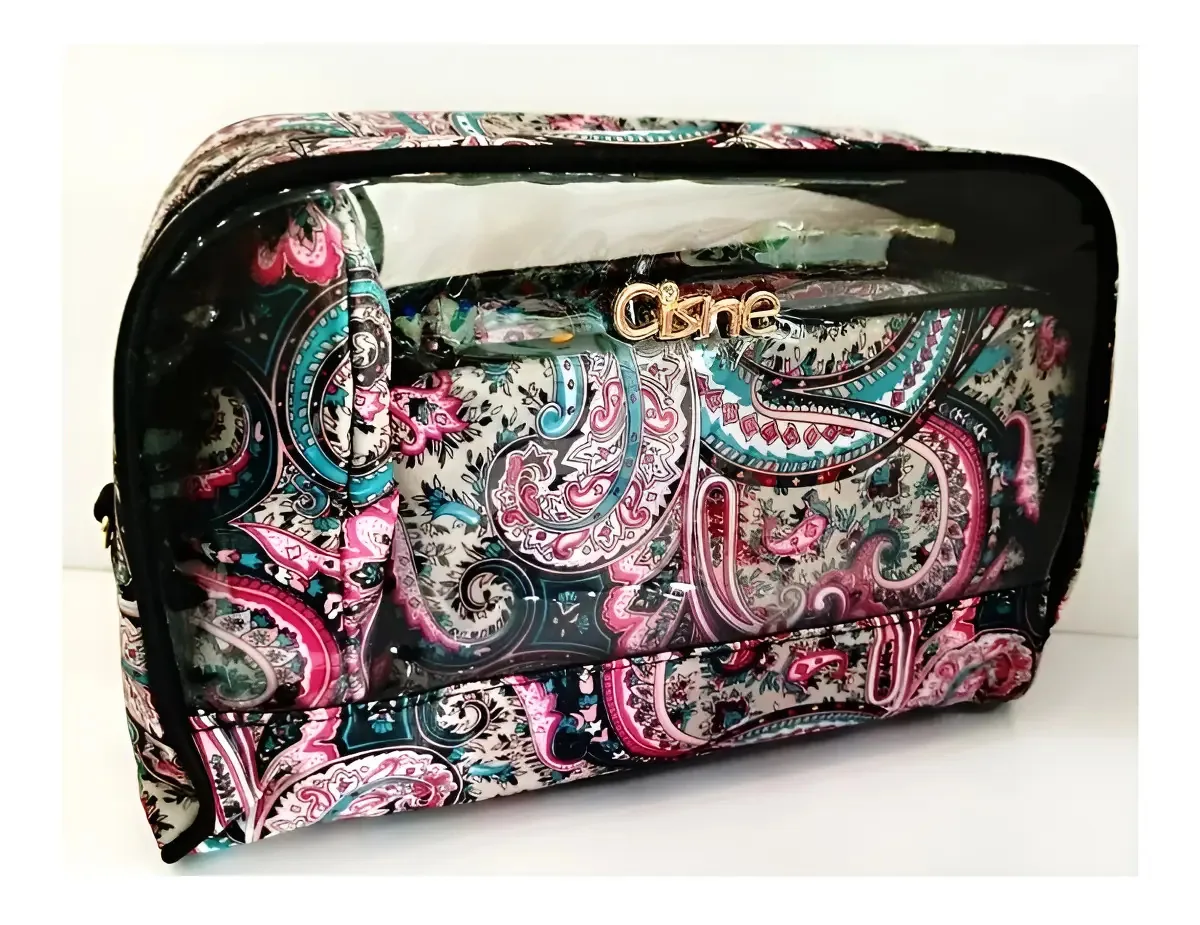 Conjunto 3 Necessaires Ruby's Preto Poliéster C916N Zíper