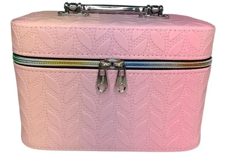 Maleta Organizadora Maquiagem Folhas - Média - Rosa