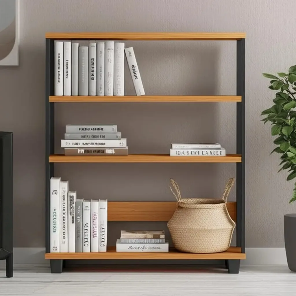 Estante Para Livros Industrial 2 Prateleiras 100% Mdf Cor Preto/Marrom