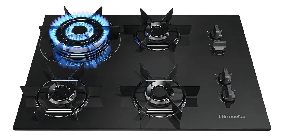 Cooktop Mueller MCG4BC 4 bocas queimador tripla chama