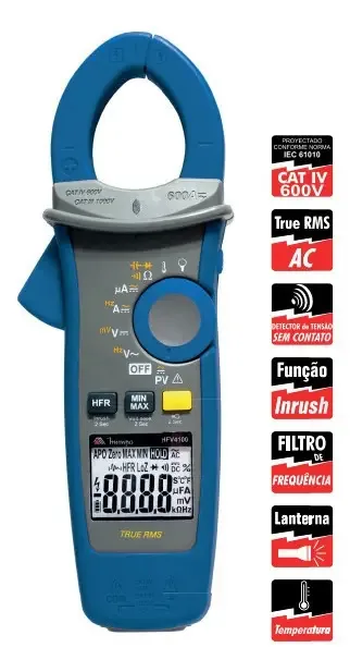 Minipa Alicate Amperímetro HFV-4100 Digital True RMS 600A 2