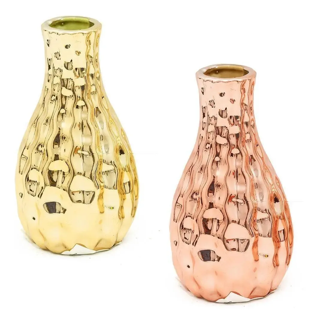 Vaso Decorativo Porcelana Redondo Metalizado12,5x6,7cm