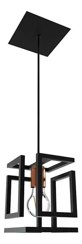 Pendente Box Vazado Preto E Bronze Orluce