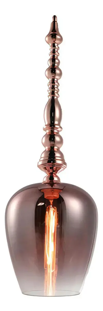 Lustre Pendente Tazza Fumê Rose Gold 18x800cm Or1222 Orluce