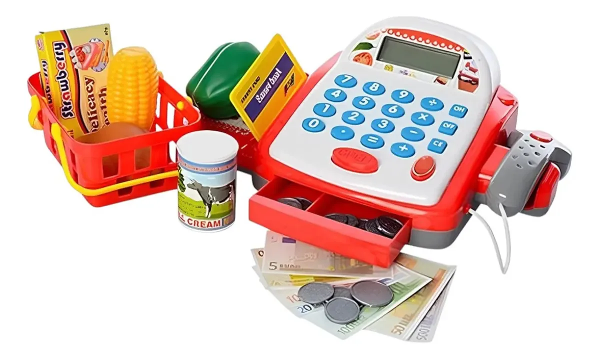 Caixa Registradora Com Calculadora Acessórios Som Luz