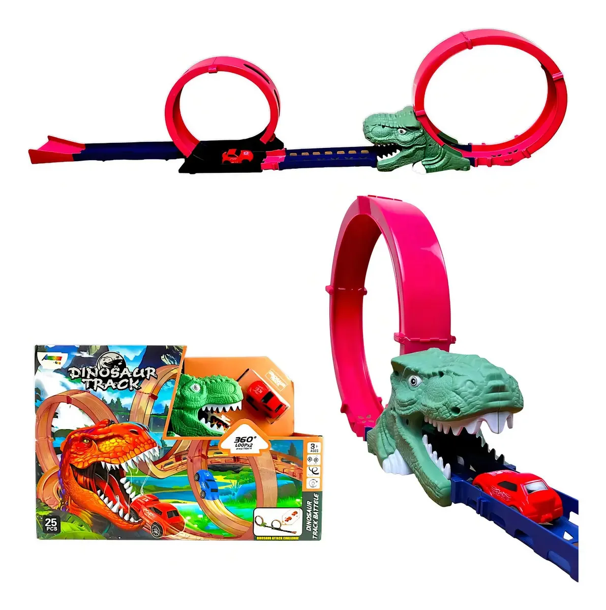 Brinquedo Pista Acrobática Looping Duplo C/ Carrinho Fricção Cor Dinossauro
