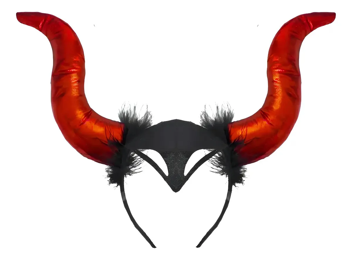 Tiara MIG Chifre Vermelho Malevola Diabinha Fantasia Halloween Carnaval