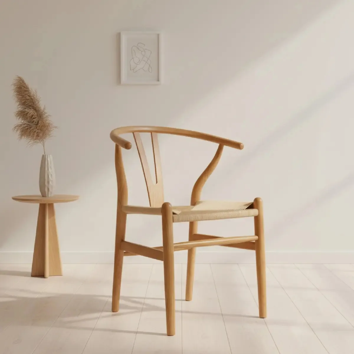 Cadeira Wishbone Madeira Maciça Natural