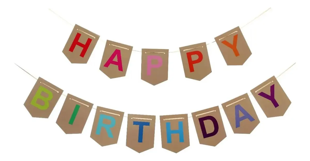 Faixa Decorativa Happy Birthday Multicolorida 13 Bandeirinhas Silver Festas