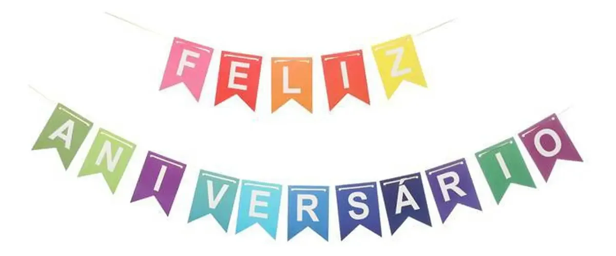 Faixa Decorativa 4m Silver Festas Feliz Aniversário Colorido 16 Bandeirinhas