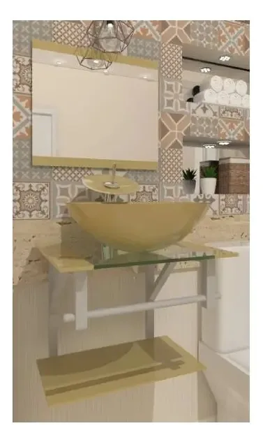 Móveis para banheiro Ekasa Estônia com pia e móveis colorida champanhe